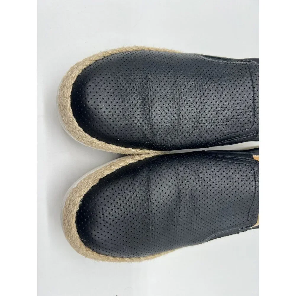 Dr. Scholl's Scout Jute Women Black Leather Perforated Slip-On Shoes Size 8.5M
